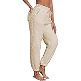 Famulily Womens Winter Sherpa Fleece Sweatpants Drawstring Waist Joggers Pants Thick Thermal Trousers with Pockets