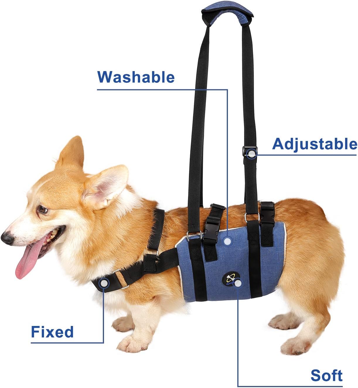 Coodeo Dog Lift Sling Pet Support Rehabilitation Harness Canine Lift Adjustable Pad Breathable Straps For Old Disabled Joint Injuries Arthritis Loss Of Stability Rear Legs Support Xlarge Amazon Co Uk Pet Supplies