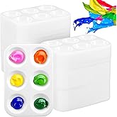 Molain 200 Pcs Small White Paint Palettes, 6 Well Rectangular Paint Tray Watercolor Acrylic Painting Holder Tray Art Palette for Students DIY Craft 4.96x3.38 Inch