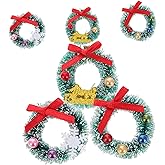 Garneck 12pcs Mini Wreaths for Crafts: Hanging Tiny Christmas Wreath Ornaments for Tree Dollhouse Artificial Small Garland for Xmas Holiday Party Decoration Photo Props