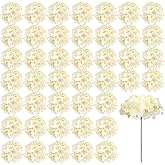 Auihiay 46 PCS Hydrangea Artificial Flowers Silk Hydrangea Heads with Stems, Champagne Artificial Hydrangea Flowers for DIY Wedding Centerpiece, Garden, Home, Party, Baby Shower Decor