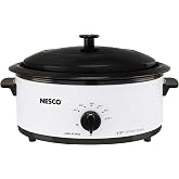 NESCO 4816‑14 Electric Roaster Oven for Everyday Home Cooking, White 6‑Quart Countertop Roaster with Porcelain Coated Steel Cookwell