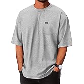 Opomelo Men's Oversized T-Shirts Fashion Casual Short Sleeve Tshirt Workout Oversize Pullover Solid Pocket Tee