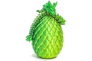 Flavery Dragon Egg - 3D Printed Egg with Flexible Pearly Sheen Dragon Inside, 3D Printed Surprise Gift, Articulated Dragon Egg Fidget Toy, Figurine Decor (12” Dragon Gold Mix Green)