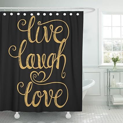 Amazon Com Emvency Shower Curtain Black Sign Live Laugh Love Hand
