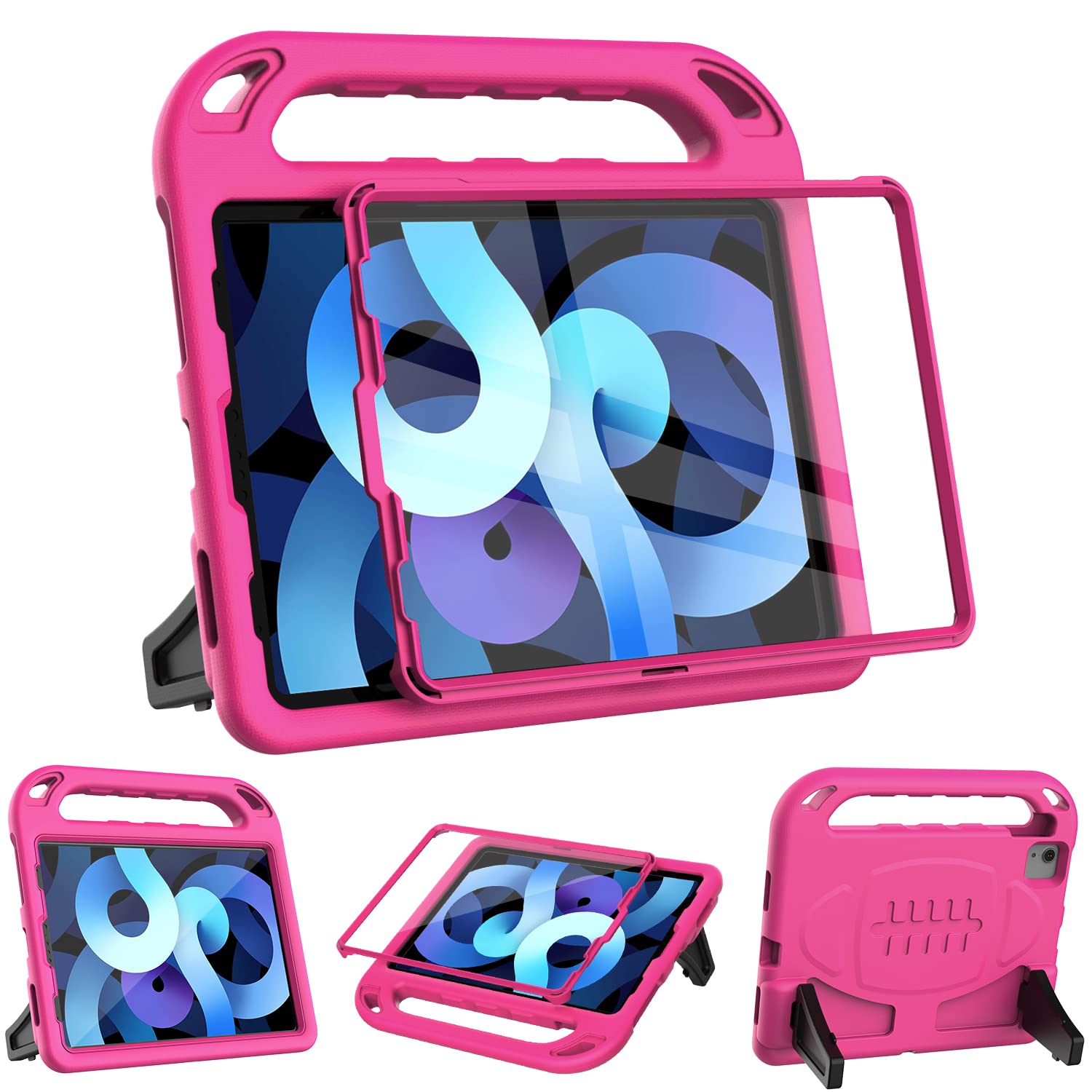 Surom Kids Case Built-in Screen Protector for iPad Air 8th/7th/6th Gen(M4/M3/M2) 11-inch 2026/2025/2024, iPad Air 5th 2022/4th Gen 2020 10.9", Shockproof Handle Stand Protective Cover, Rose Pink — image 1