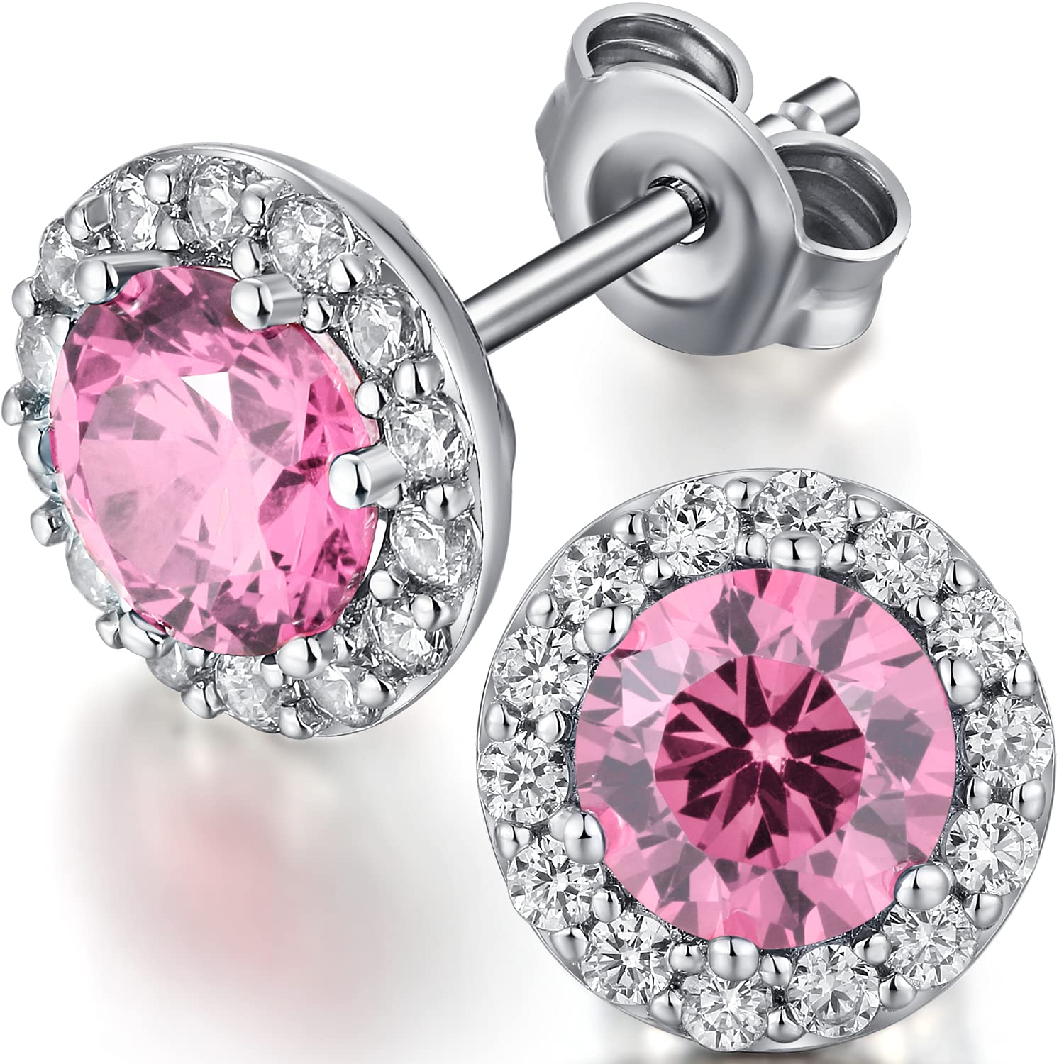 Earrings Diamond Earrings Cubic Zirconia Earrings Men Earrings Stud Diamond Studs Sterling Silver Cubic Zirconia Halo Stud Earrings Nickel-Free CZ Stud Earrings for Women Men Earrings