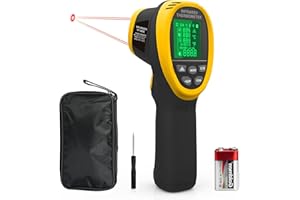 Digital Infrared Thermometer(-58℉~1472℉)，INFURIDER YF-985E Non-Contact Laser Temperature Gun 16:1 IR Temp Gauge, Industrial Thermometer Gun w/Ambient Temperature Humidity Dew Point Monitor