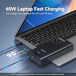 ROMOSS Power Bank, 40,000mAh 65W Portable Laptop
