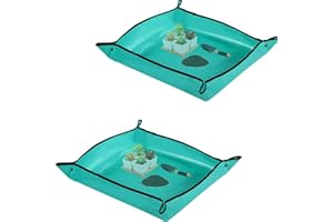 Owl Focus Repotting Mat for Indoor Plant Transplanting and Mess Control,31.5" x 39.5" PE Potting Tray for Succulent and Bonsai Plant,Gardening Gifts for Planter Lovers,Pack of 2