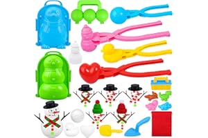 Japior 60pcs Snow Toys for Kids with Snowman Soccer Heart Duck Snowball Maker Tool Penguin and Dinosaur Snow Molds Toys Mini Snowman Decorating Accessories, and Other Winter Outdoor Game Essentials