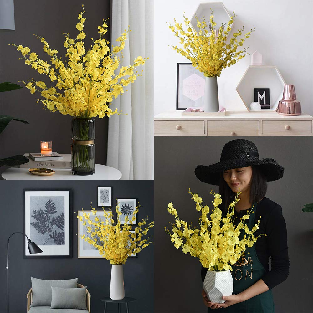 Artificial Flowers Orchids Silk Fake Flowers in Bulk, 12 Pcs (Each 38.5”), for Wedding Festive Party Home Office Decoration, Not Include Vase