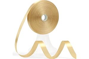 Apeseek 60 Yards Champagne Gold Ribbon 1/2 Inch, Gold Satin Ribbon for Gift Wrapping, Crafts, Flower Bouquet, Wedding, Baby Shower, Festival, Christmas, Halloween