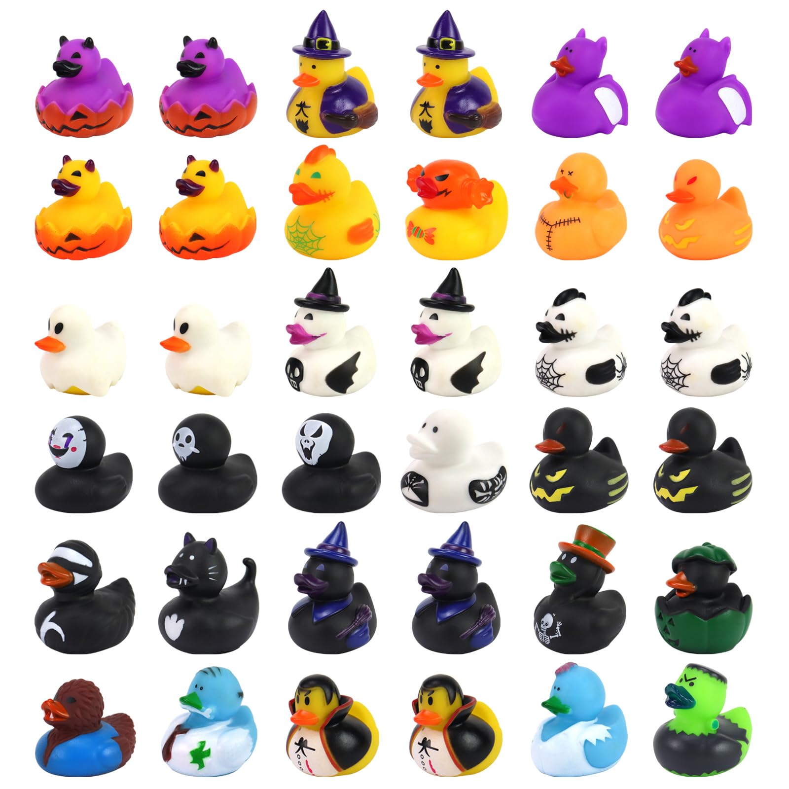 Fltengle 36 Pcs Halloween Rubber Ducks,Duck Bath Toys Monster Duck Ghost Duck for Halloween Decor,Trick or Treat Fillers,Baby Showers,Birthday Gifts