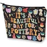 G2TUP Pottery Artist Makeup Bag Pottery Lover Gift It's Beautiful Day For Pottery Zipper Pouch Bag Ceramic Artist Merch (Beautiful Day For Pottery)