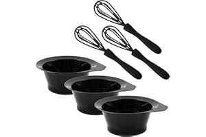 SALON SUPPLY CO Hair Dye Bowl and Whisk Set - 3 Salon Mixing Bowls and 3 Color Whisks - Professional Hair Color Mixing Kit with Tint Bowls and Mixers for Hair Dye Application