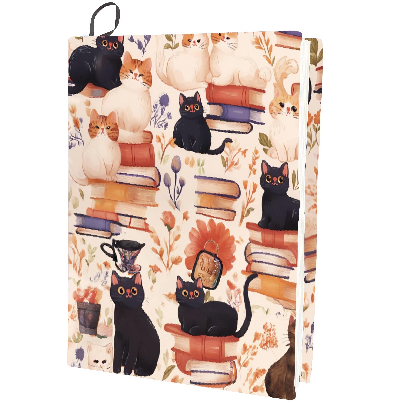 CRASPIRE Cat Stretchable Book Cover Animal Washable Reusable Large Nylon Book Protector Elastic Notebook Wraps Suitable for Hardcover Books Classroom Students