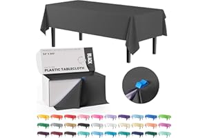 54 Inch X 300 Feet Black Plastic Table Cover Roll in A Cut - to - Size Box with Convenient Slide Cutter. Cuts Up to 12 Rectan