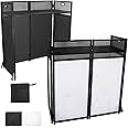 Sidasu 40" x 20"-Portable DJ Facade Booth Table with Black&White Lighting Scrims Flat DJ Booth Panel-Black Metal Frame