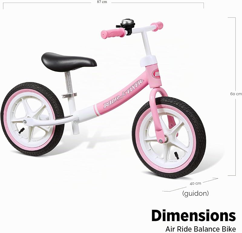 Draisienne Air Ride, vélo pour Tout-Petits, 1,5 à 5 Ans, draisienne Rose et Blanc
