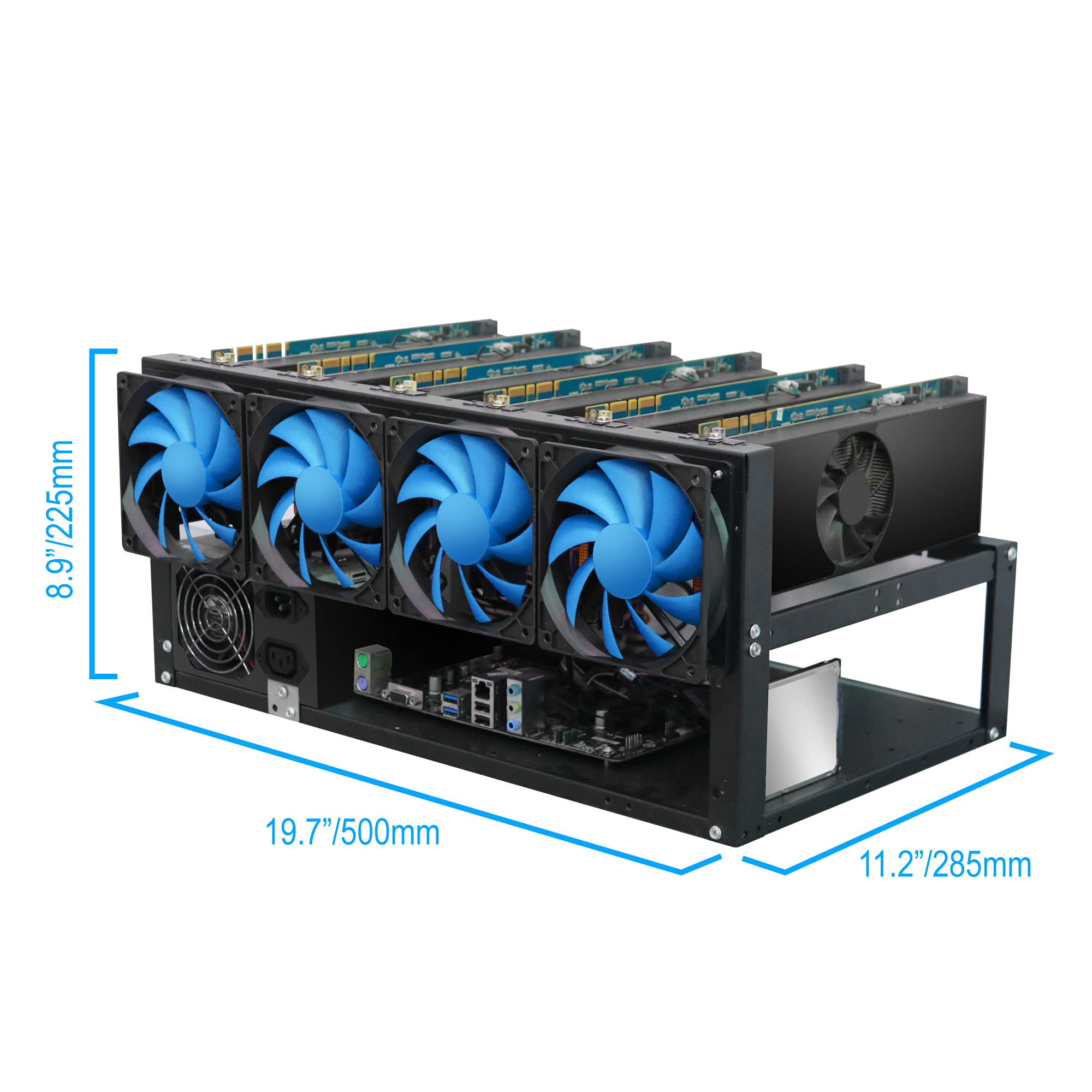 Kingwin Miner Rig Case W/ 6 GPU Mining Frame - Expert Crypto Mining Rack W/Placement for Motherboard for Mining - Air Convection to Improve GPU Cryptocurrency Test Bench PC Case