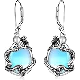 Moonstone Octopus Earrings 925 Sterling Silver Ocean Dangle Earrings Octopus Jewerlry Gifts for Women