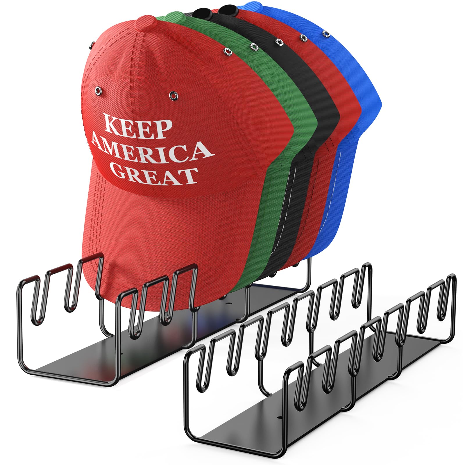 Photo 1 of WNYT 2 Pack Hat Stand for Baseball Caps,Hat Stand for Baseball Caps Display and Organizer,Stainless steel hat Display,No Install 14 Baseballs Cap Organizer for Cloakroom(Black)