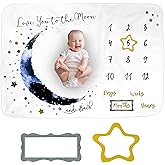 Little Mimi Baby Monthly Milestone Blanket for Boys and Girls. Premium Soft Fleece Blanket with Photo Props, First 12 Months Newborn Photoshoot Plush Blanket, Machine Washable, 39"x47"