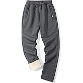 Flygo Men's Fleece Pants Winter Warm Joggers Pants Active Sherpa Lined Sweatpants