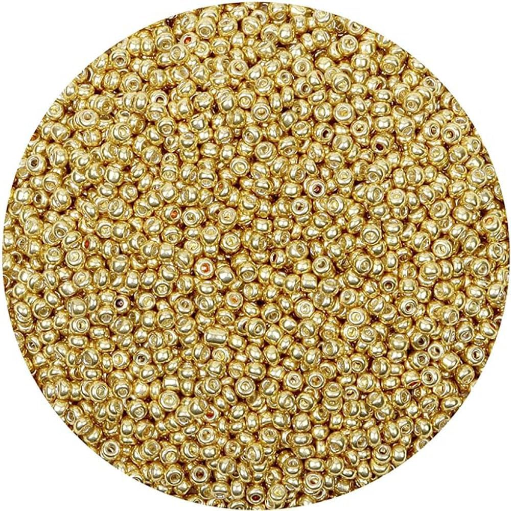 5000Pcs Gold Glass Seed Beads Bulk for Jewellery Making, 3mm 8/0 Small Pony Beads for Bracelet Necklace Earring Making & Crafting
