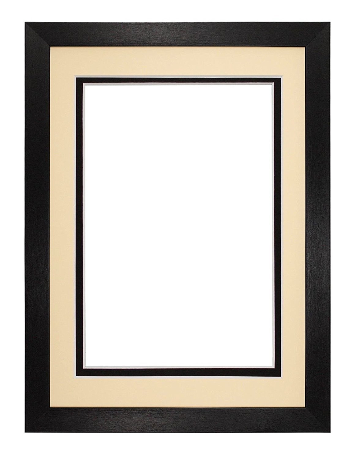 Memory Box Brushed Black Double Mount Photo frame/picture frame/poster frame with Perspex Sheet - Ivory on Black Mount - 14"x11" for A4 pictures