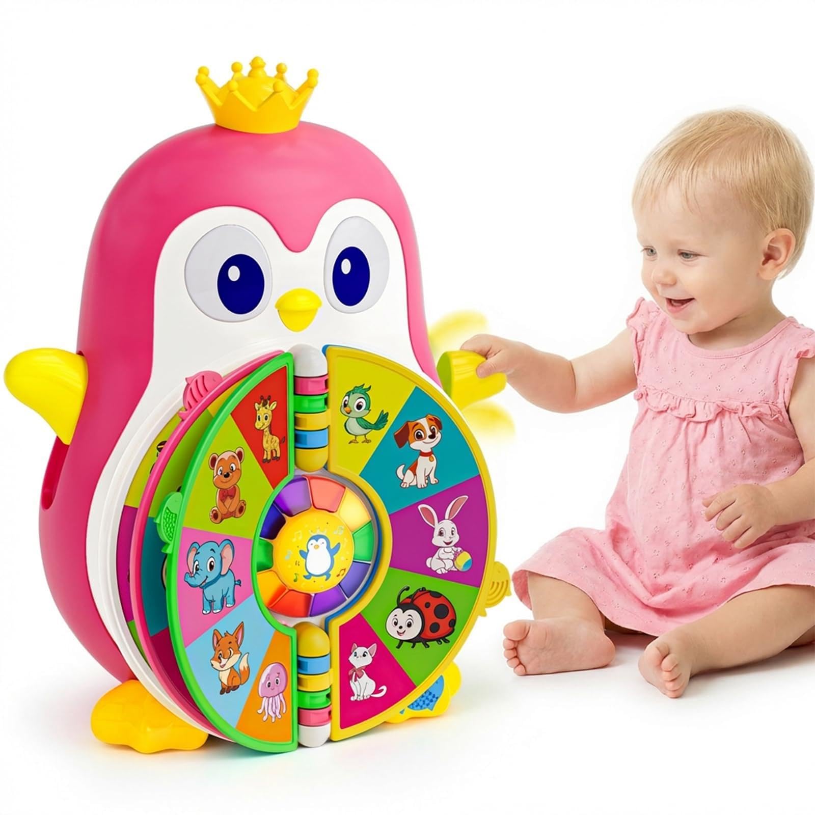 Musical Penguin Toys for 1 Year Old Girl Gifts, Learning Educational Baby Toys for 1-3 Year with 5 Themes, Sound & Light, First Word Teaching 12-18 Months, 1st First Birthday Girl Boy Gifts