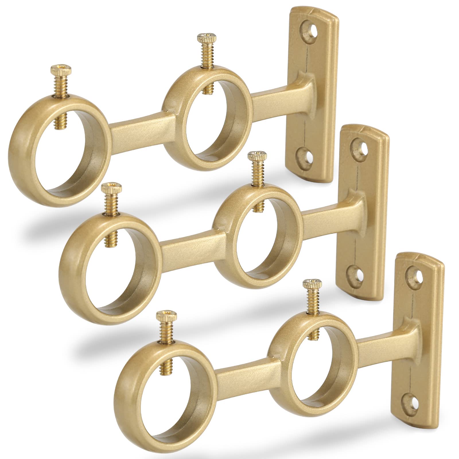Photo 1 of Goowin Curtain Rod Bracket, 3pcs Curtain Rod Holders, Durable Curtain Brackets for Curtain Rod, Double Curtain Rod Bracket for Living Room Bedroom Curtain rods, Drapery Rods (Gold)