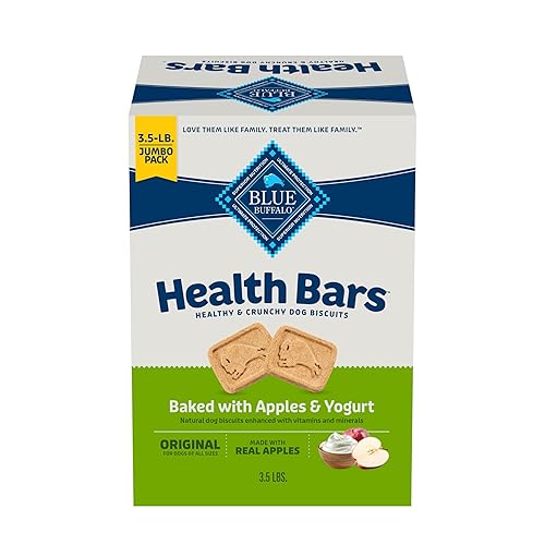 Blue Buffalo Health Bars Crunchy Dog Biscuits, Oven-Baked With Natural Ingredients, Apples & Yogurt, 3.5-lb Box