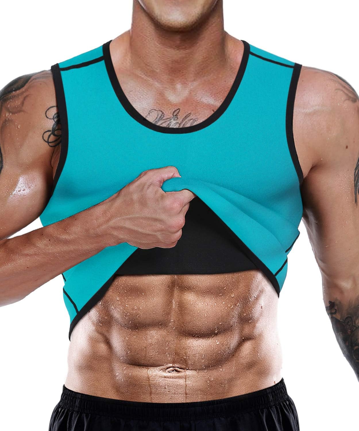 LaLaAreal Men Sweat Vest Neoprene Slimming Shirt Weight Loss Sauna Suit Waist Trainer Top