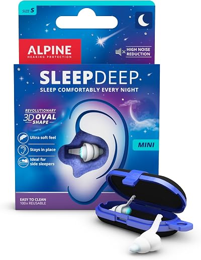 Alpine SleepDeep Ear Plugs for Sleep Small 27dB Noise Reduction Oval Shape