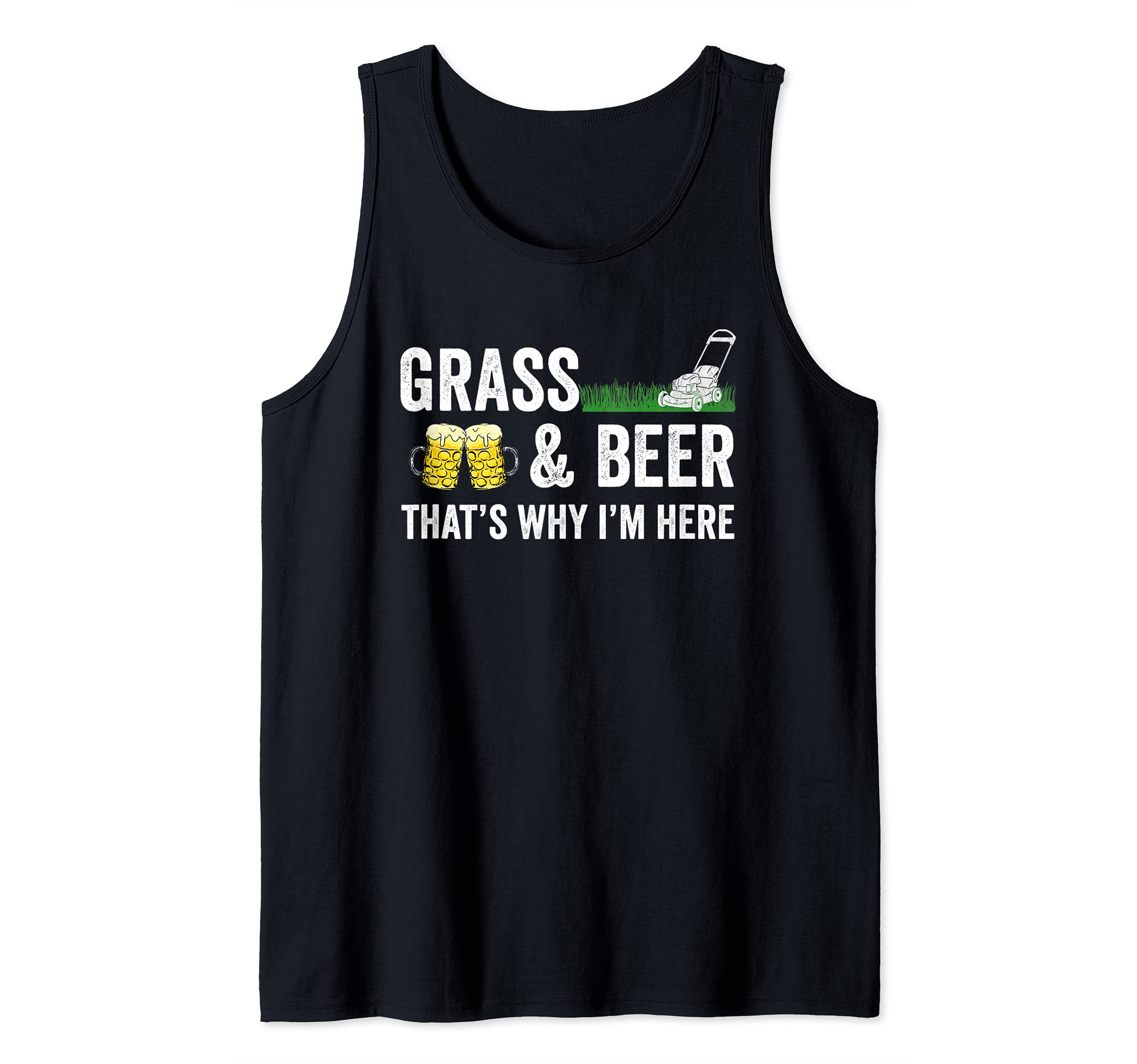 Grass and Beer funny gardening lawn mowing Tank Top