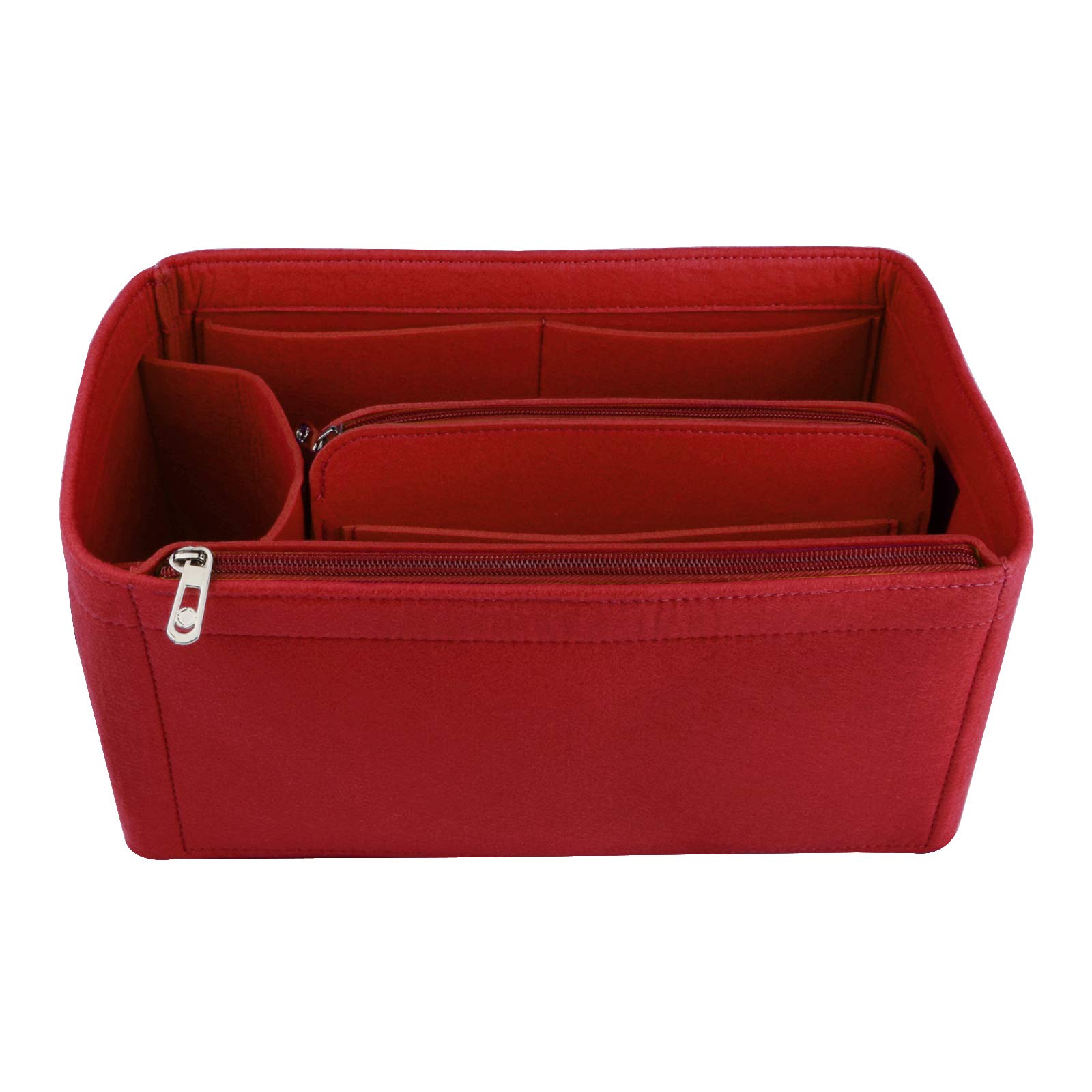 NOTAG Bag Organiser Felt Bag Organiser Insert Handbag Multi Pocket Tote Organiser Bag (Red, Medium)