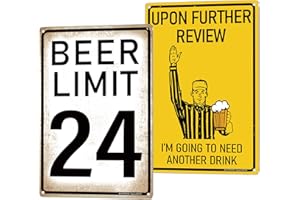 BUTMUOE Man Cave Decor 2 Pack - 12 × 8 Inches Vintage Bar Sign Funny Metal Beer Signs for Garage Basement Mancave Patio Wall 