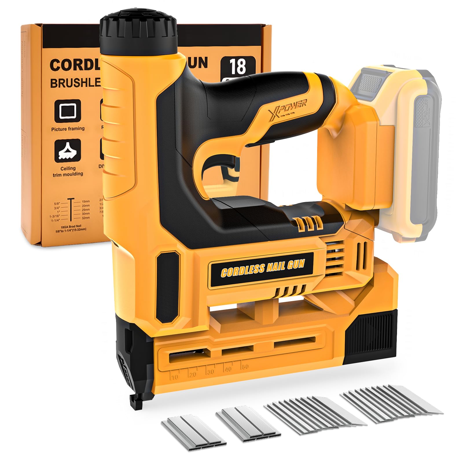 Photo 1 of CAMXTOOL Cordless Nail Gun Compatible with Dewalt 20V Battery, 2-in-1 Electric Brad Nailer/Staple Gun 18 Gauge, Battery Powered Nail Guns with 1000 Nails & 1000 Staples for Wood Carpentry, Tool Only