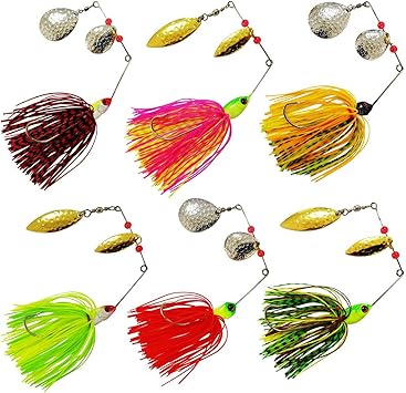 Amazon Co Jp 釣りスピナーベイトルアーハードメタルスプーンスピナーベイトスカートジグルアーキット用ベースパイク釣り 6pcs Lot Sports