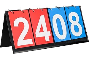 I-MART 4-Digit Portable Flip Scoreboard, Easy Flip Score Keeper for Cornhole Volleyball Basketball Football Tennis Baseball Soccer Ping Pong Games, Double-Sided Display for Indoor Outdoor Sports