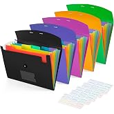 5 Pack 7-Pockets Expanding File Folder Accordion File Organizer, A4 Letter Size Paper Document Receipt Holder for School Office Supplies