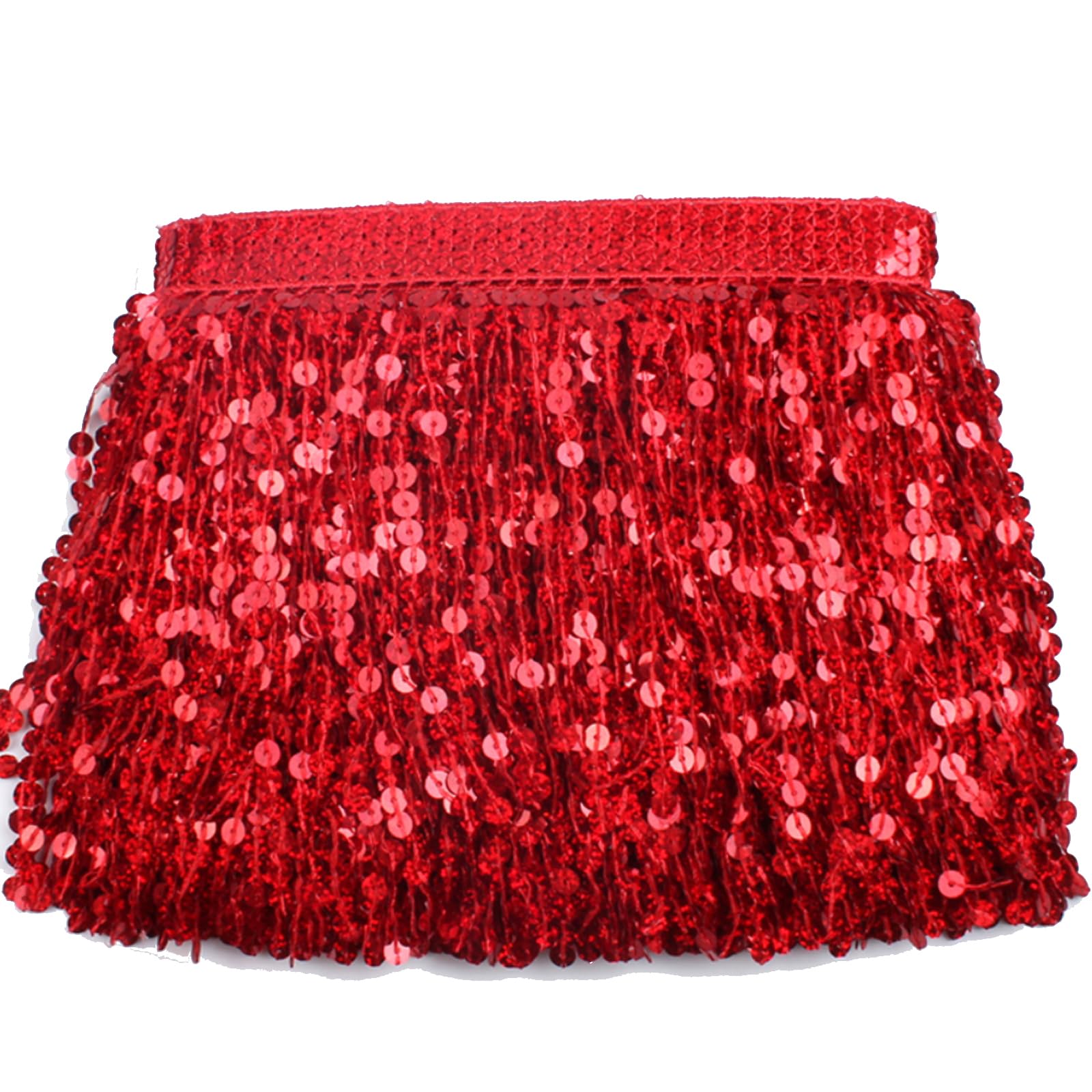 3 Meters Sequin Tassel Trim 15 cm 6" Luxury Fringe Fringing #1 (Red AB) โ image 1