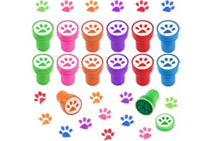 BOYIVI Novelty Dog Paw Print Stamp Set, Self Inking Stamps, Colorful Mini Stamps, Teacher Stamps, Paw Stamps for Classroom/Party/School Educational Learning Activities (12 Pieces)