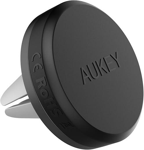 AUKEY Soporte Movil Coche Magnético Rejillas del Aire Soporte Teléfono Coche Universal para iPhone 7 / 6s / 6 / 5 , Samsung Note 8 / S8 , LG G3 y Dispositivo GPS - Gris
