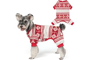 KYEESE Dog Christmas Pajamas, Soft Fleece Holiday Dog Pajamas for Small Dogs, Warm Winter Pet Onesie with Snowflake Pattern, Lightweight Cozy Doggie Jumpsuit Pet Jumpsuit, Large