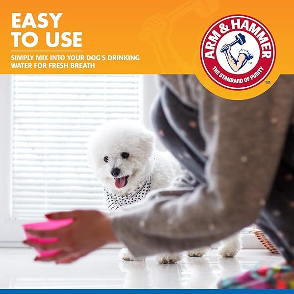 ARM & HAMMER FOR PETS DENTAL WATER ADDITIVE FOR DOGS, TARTAR CONTROL | DOG DENTAL CARE REDUCES PLAQUE & TARTAR BUILDUP WITHOUT BRUSHING | ODORLESS AND FLAVORLESS, 16 FL OUNCES – 2 PACK