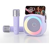 TANALAZ Karaoke Machine 2 Microphones for Home Party with Phone Holder, Wireless Portable Bluetooth Speaker with Dynamic Lights for Kids Adults,Voice Changer Mic Speaker Set
