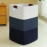 SIXDOVE Laundry Hamper 96L Extra Large Laundry Basket, Woven Blanket Basket, Cotton Woven Storage Hamper with Handles for Living Room, Large Baskets for Pillows, Blankets, Clothes-Gradient Blue